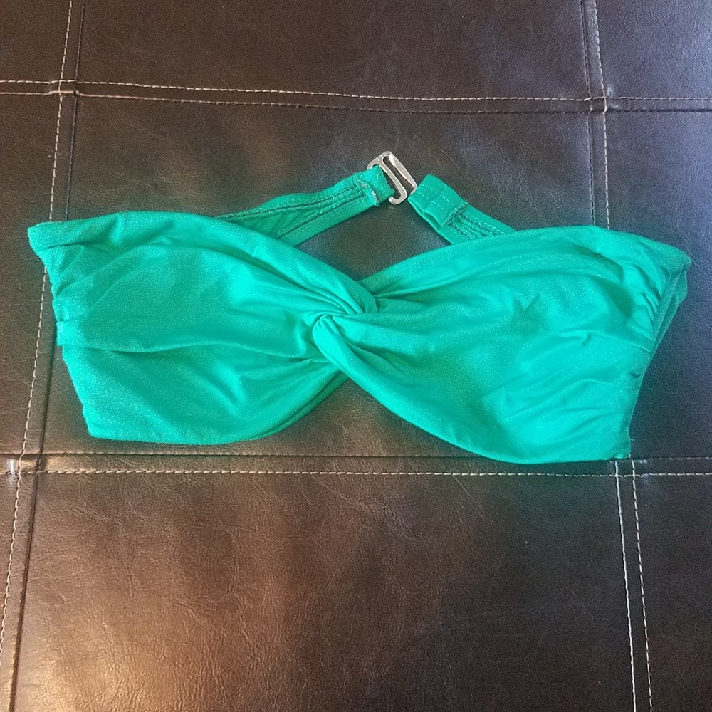 Kelly green bandeau bikini top w/ halter strap